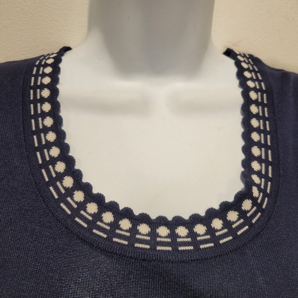 Howard Wolf Escape Size L Navy Ribbed Knit Shell Top - Picture 2 of 7